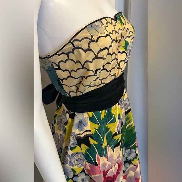 ANTHROPOLOGIE MOULINETTE SOEURS SZ 8 STRAPLESS FLORAL COLORFUL DRESS BOHO CHIC - Picture 5 of 11
